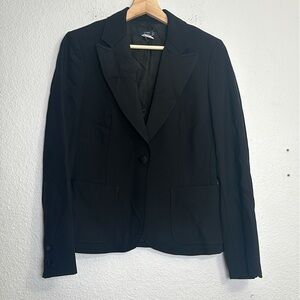 J. Crew Womens Size 4 Italian Wool Black Front Button Closure Long Sleeve Blazer